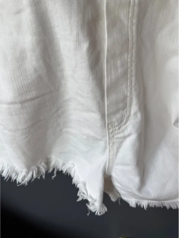 Aerie White Denim Short Overalls - Medium - Image 8