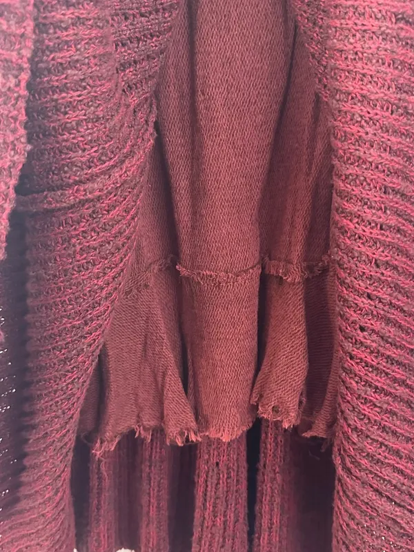 Free People Womens XS Waterfall Ruffle Knit Mini Sleeveless Dress Burgundy Combo - Image 6