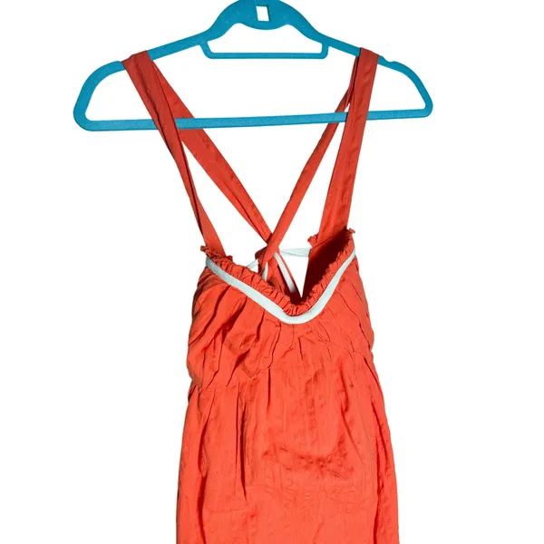 Free People Poppy Midi Dress L Orange Criss Cross Open Back Cotton Boho - Image 4