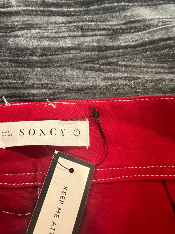 Red Skirt with White Stitching Cargo Size L/XL by Soncy - Image 2