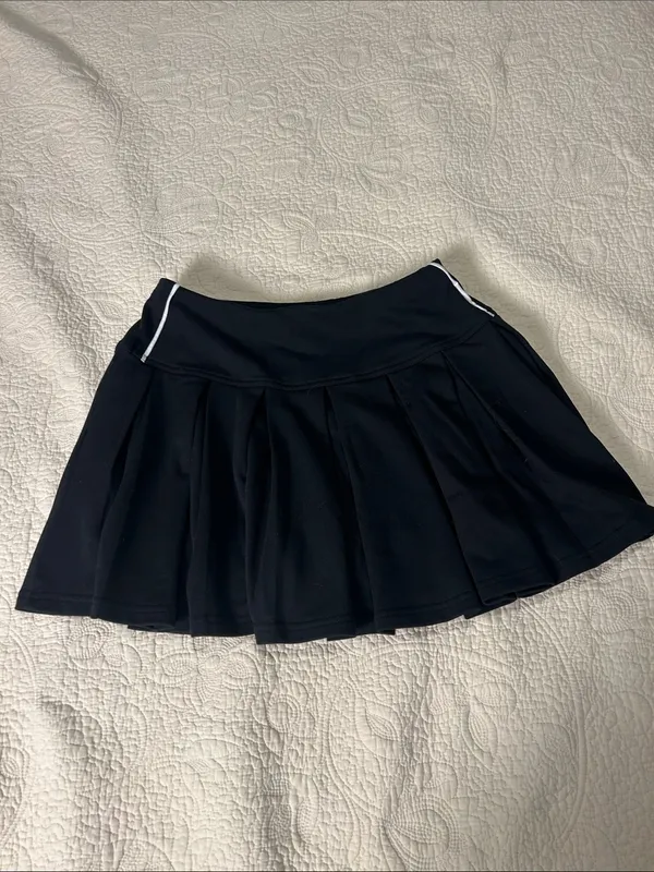 Black Pleated tennis Skirt with White Trim - Image 4