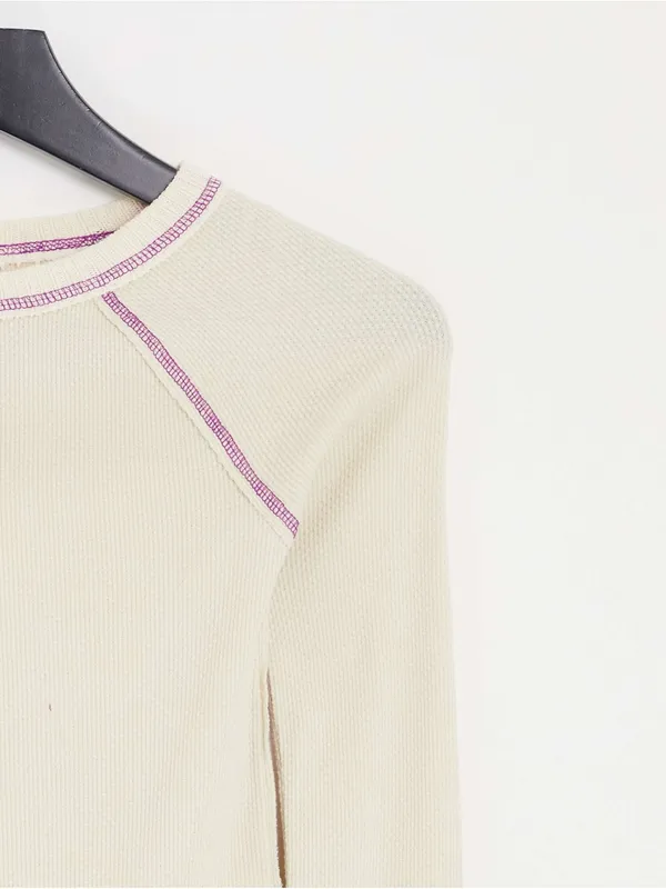 NWT Free People She’s Reversible Cuff Thermal Top Oat Cream Small - Image 6