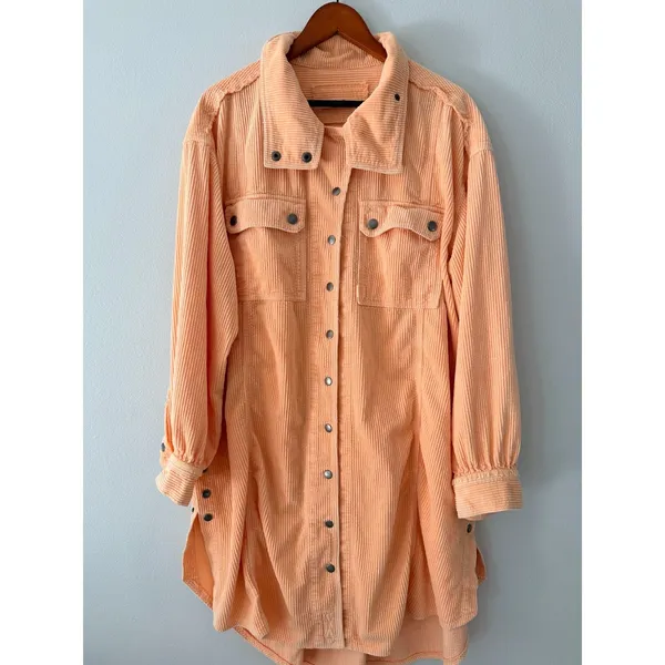We The Free Peach Snap Button Up Sweater Medium - Image 7