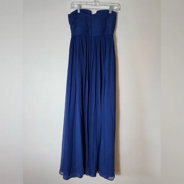 J. Crew Nadia Long Dress Silk‎ Chiffon Dark Cove Blue Wedding Formal Size 6 - Image 5
