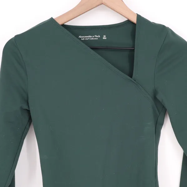 Abercrombie & Fitch Bodysuit Womens XS Emerald Green Stretch Casual Long Sleeve - Image 4