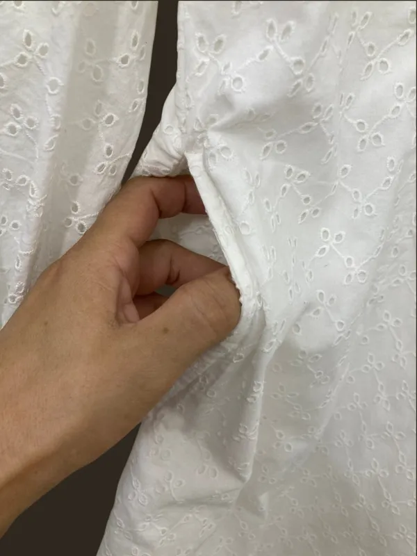 Hope & Henry 100% Organic Cotton Eyelet Lantern Sleeve V-Back Mini Dress 10 - Image 12