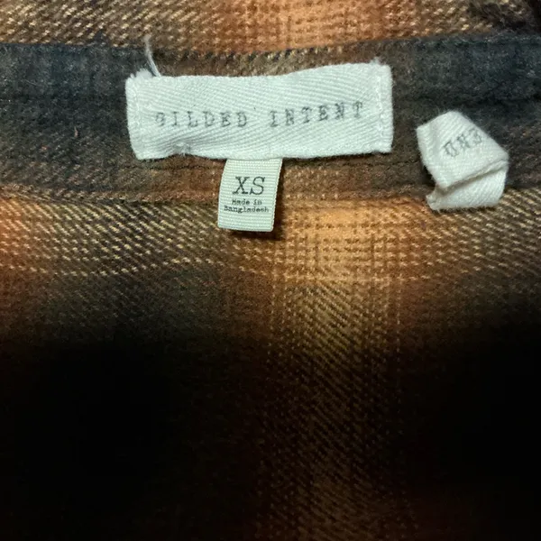 Gilded Intent Plaid Flannel Shirt XS Brown Black Button Down Buckle - Image 2