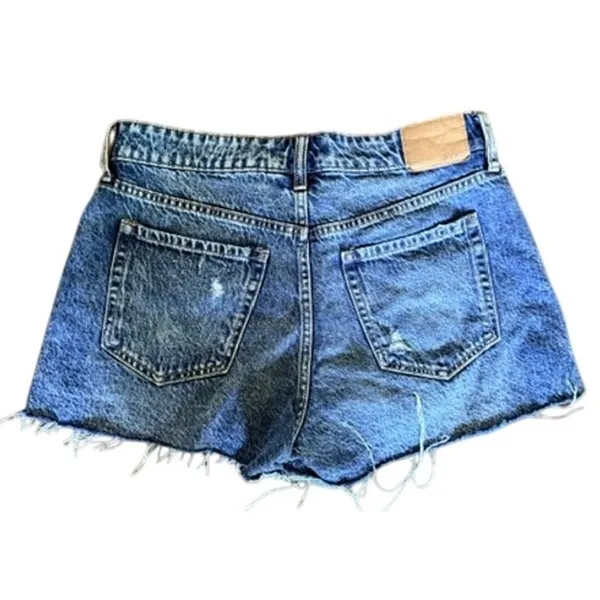 Aeropostale Vintage High Rise Shorty Denim Shorts Size 8 Distressed Raw Hem - Image 3