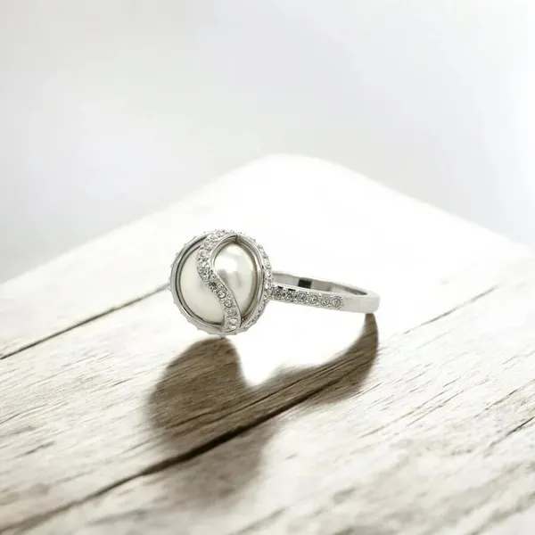 Swarovski Crystal Faux Pearl Cocktail Ring - Image 2