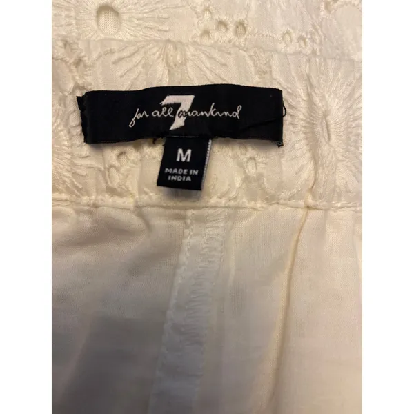 7 FOR ALL MANKIND Skirt M Ruffled Eyelet Floral Mini Pull On Cotton White - Image 4