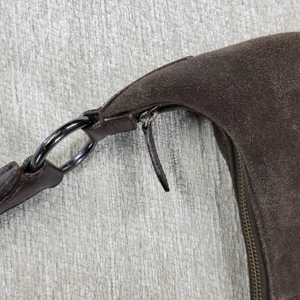 Via Spiga Suede Hobo Bag Brown Studded Rivet Leather Handle Y2K Boho Western - Image 11