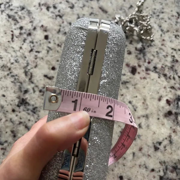 Unbranded Evening Clutch Womens Small Silver Glitter Glam Kiss‎ Lock Chain Strap - Image 7