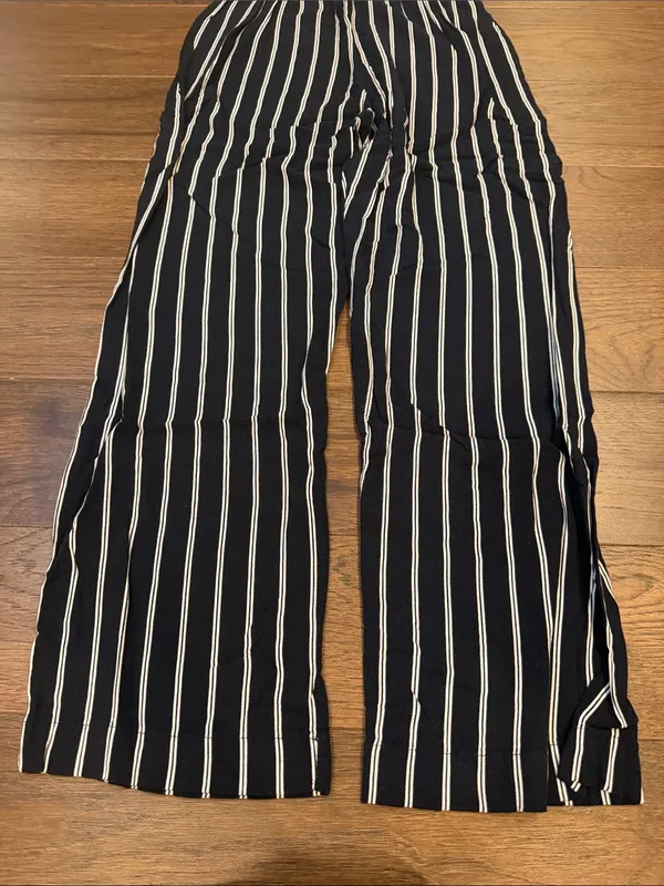 Brandy Melville Pants Black White Striped Wide Leg Elastic Waistband - C31-047 - Image 3
