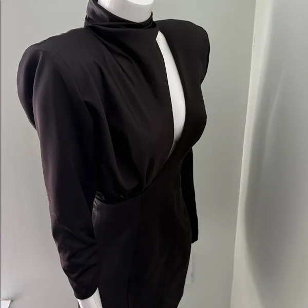 House of CB Black Long Sleeve Mink Dress NEW - Image 4