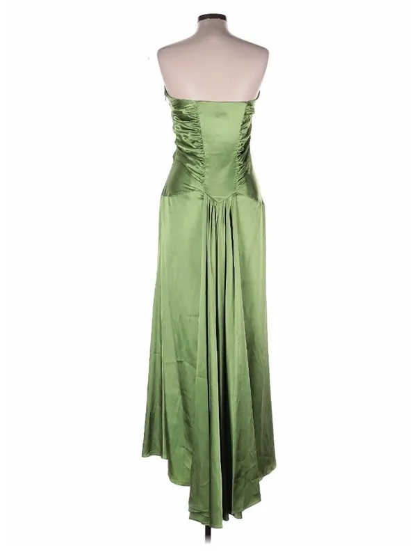JESSICA MCCLINTOCK Green Satin Prom Cocktail Gown Size 12 - Image 3