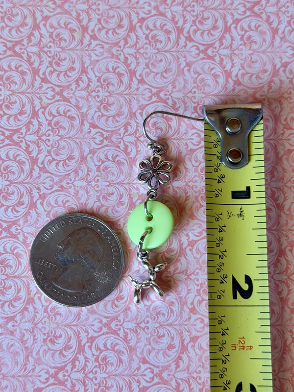 Handmade retro fairy boho funky cottage style button dangle earrings🌀🌼 - Image 4