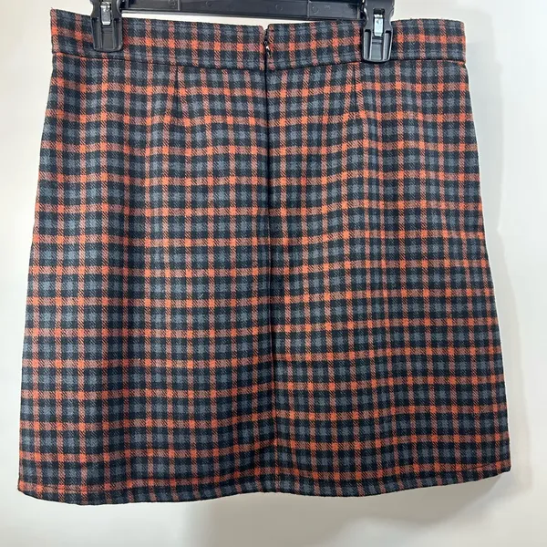 NWT LOFT Black and Orange Plaid A-Line Skirt - Image 3