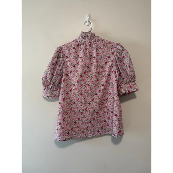 Hyacinth House Tuckernuck NWT Louisa Button Front Pink Multi Floral Blouse XS - Image 7