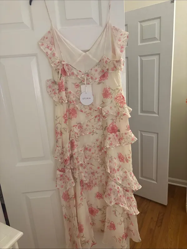 Storia Pink Floral Ruffle Maxi Dress NWT - Image 2