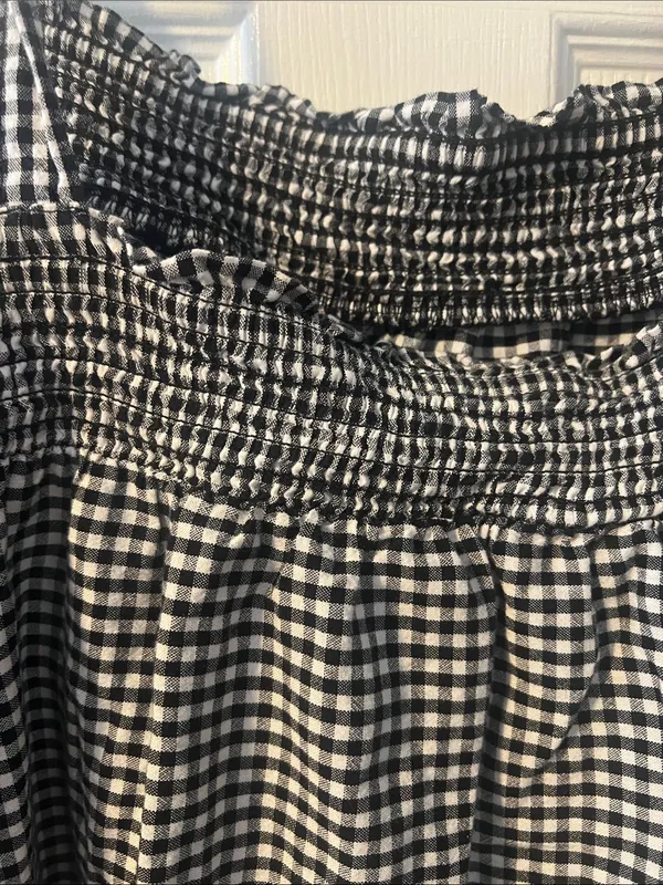Old Navy Black & White Gingham Tie-Shoulder Mini Dress - Image 4