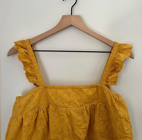 Harper Heritage x Francesca’s Yellow Ruffle Tied Top | Spring Top | Medium - Image 5