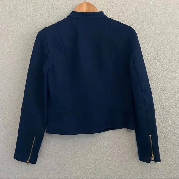 Ralph Lauren Blue Ponte Zip Front Size 4 Tailored Style Jacket - Image 2