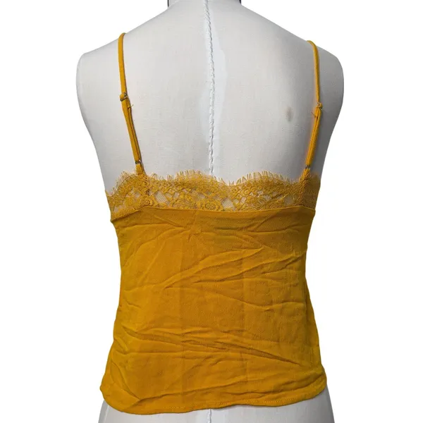 Forever 21 Mustard Yellow Lace Trim Camisole Top Small‎ Adjustable Straps - Image 2