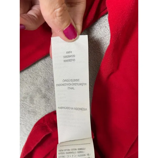 Hollister Women’s Medium Red Long Sleeve Scoop Neck Logo T Shirt Stretch Casual - Image 6
