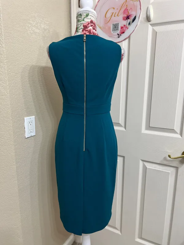 Vince Camuto Teal Sleeveless Midi Sheath Dress - Image 3