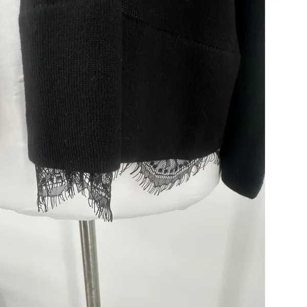Tommy Hilfiger‎ Cardigan Sweater Women XL Black Lace Career Lightweight Casual - Image 2