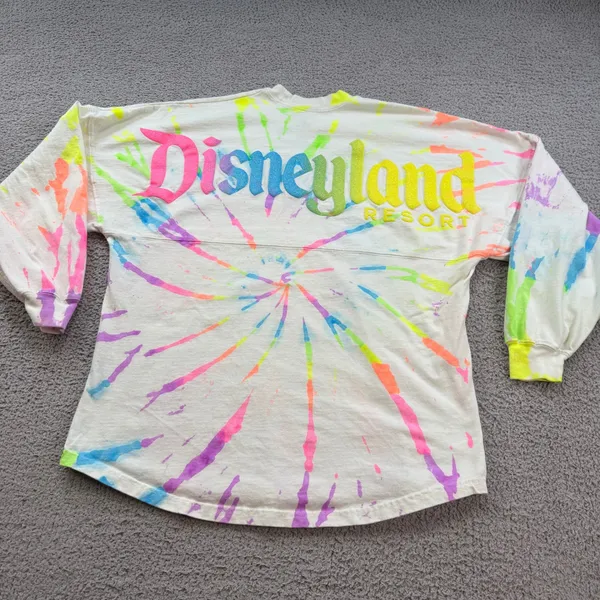 Disney Parks Spirit Jersey Disneyland Resort Neon Rainbow Tie Dye Size M - Image 2