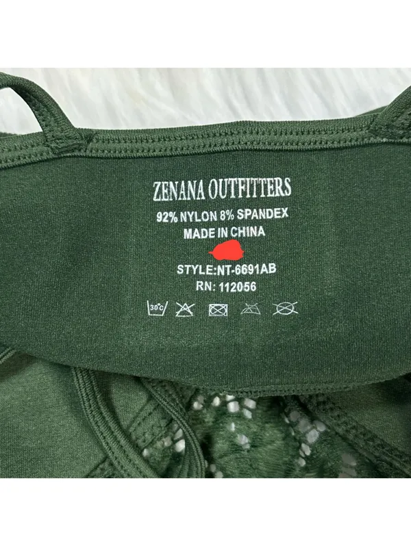 Zenana Outfitters Lace High Neck Bralette Crop Top Olive Green L XL - Image 4