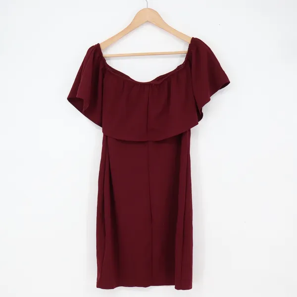 Ruby & Lace Dress Women's XL Burgundy Ruffle Off Shoulder Excellent - Image 4