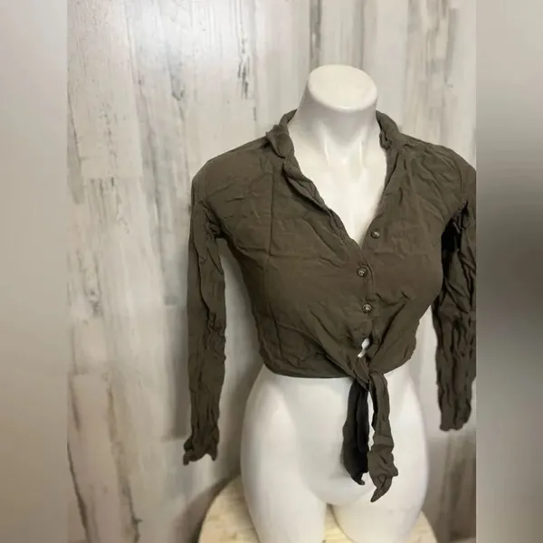 Green crop top Brown - Image 2