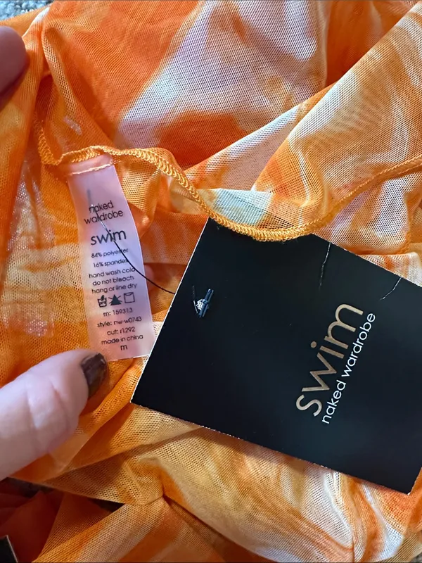 NWT Naked Wardrobe Swim Back on the Low cover up dress orange - Image 5