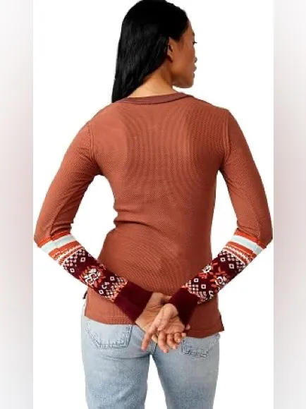 NWT Free People We The Free Mikah Layering Cuff Thermal Top Autumn Combo Small - Image 7
