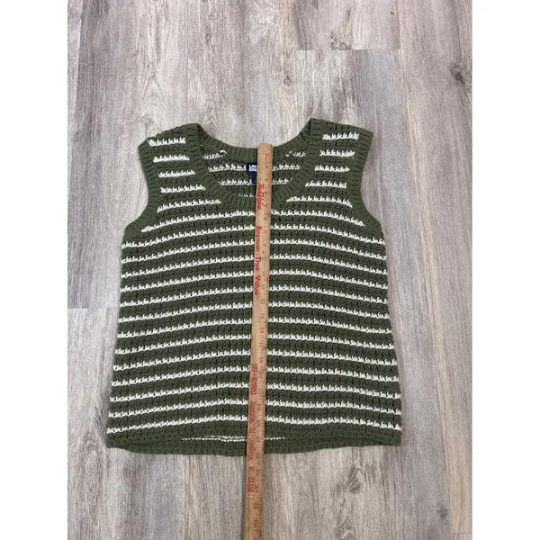 Lands End Womens Green White‎ Striped Knit Sweater Tank Vest Size Medium New - Image 5