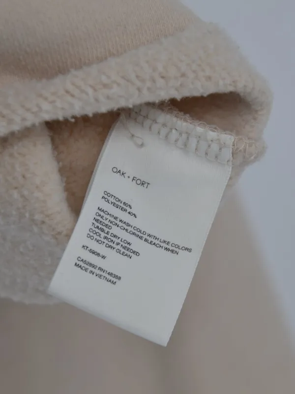Oak + Fort Cropped Turtleneck Sweatshirt Beige S Tan - Image 6