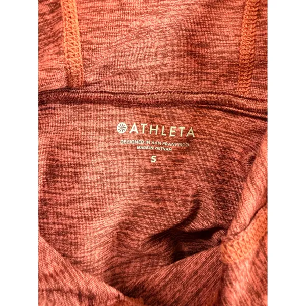 Athleta Uptempo Burgundy Heather Space Dye Cropped Active Hoodie Size Small - Image 7