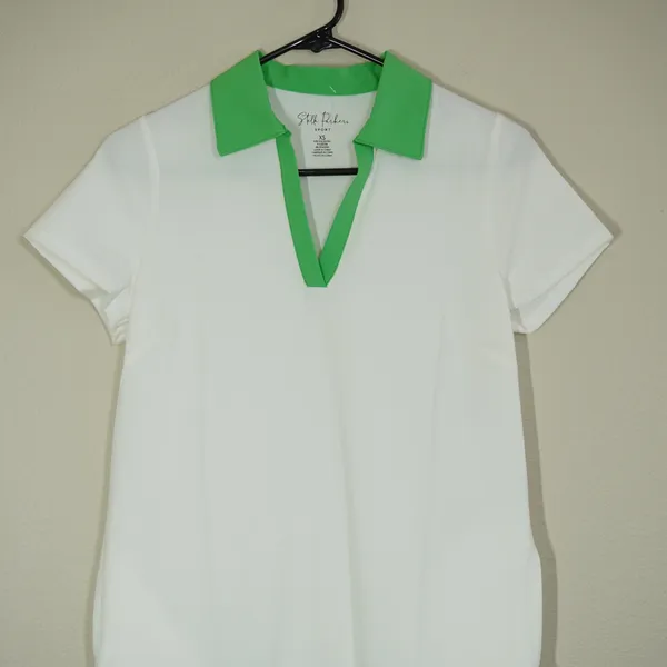 Stella Parker Sport Golf Dress Womens XS White Green Pleated Short Sleeve Active - Image 2