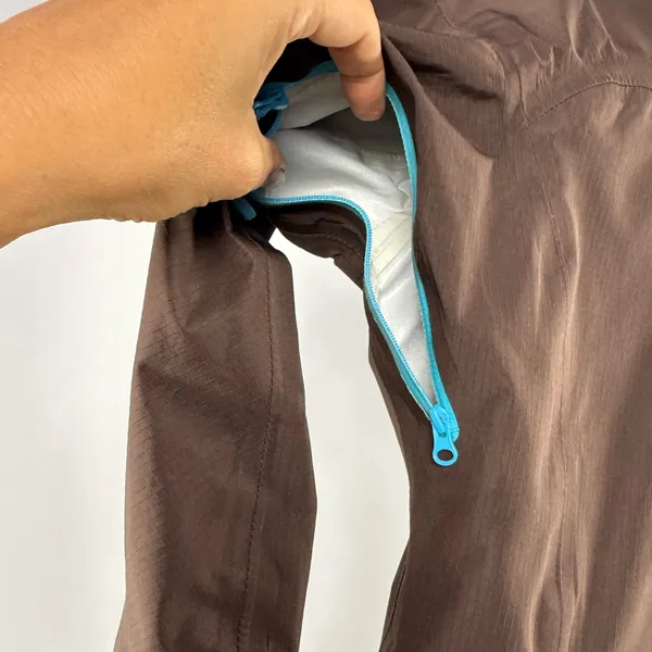 Stoic Nikwax Hooded Full Zip Jacket in Brown Blue Size‎ Small - Image 3