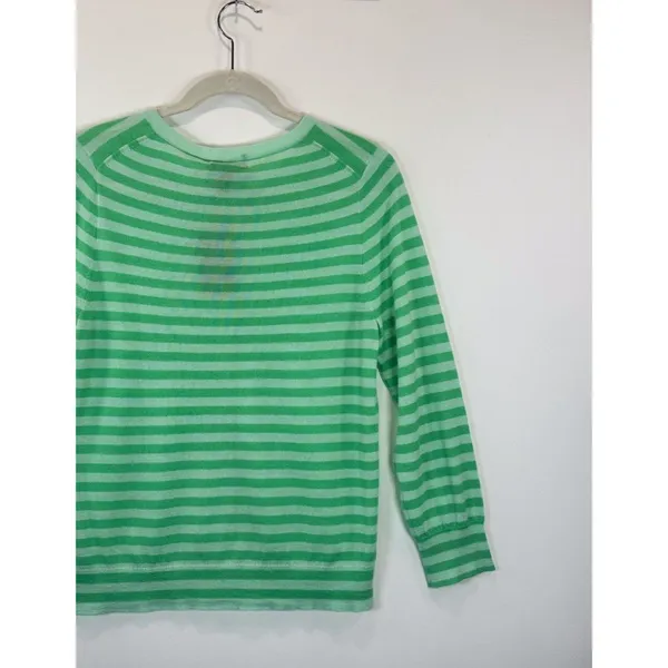 NWT J.CREW Womens Cardigan Green Italian Cashmere Knit Striped Sweater Large - Image 10