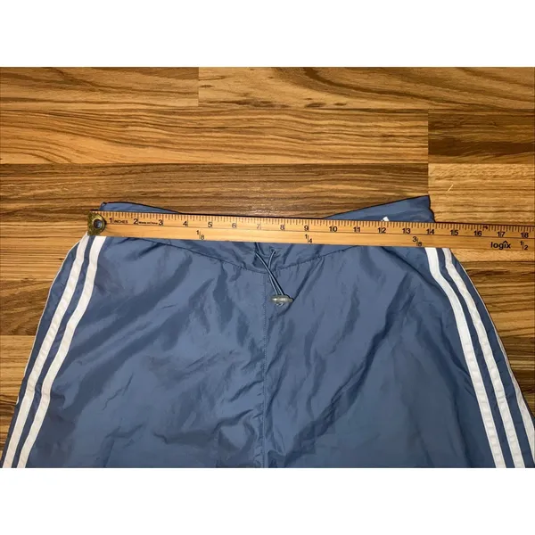 Vintage 2002 Adidas Baggy Track Pants Swish Mesh Lined Baby Blue 3 Stripe Size L - Image 3