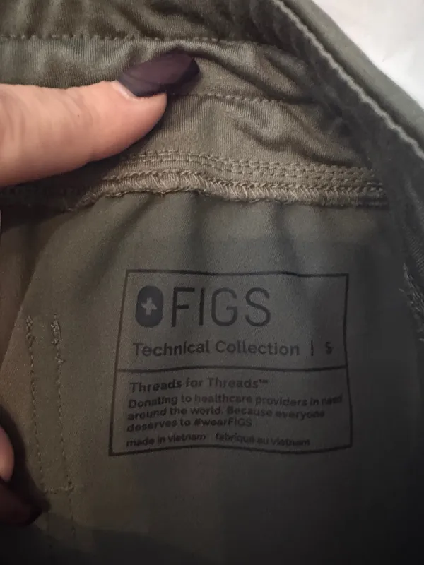 Figs Technical Collection Zamora Olive Nursing Joggers with Orange Drawstring - Image 2