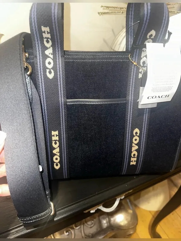 NIB + NWT Coach Smith Tote Bag In Gold/Dark Denim Gold Multi $428 MSRP - Image 10