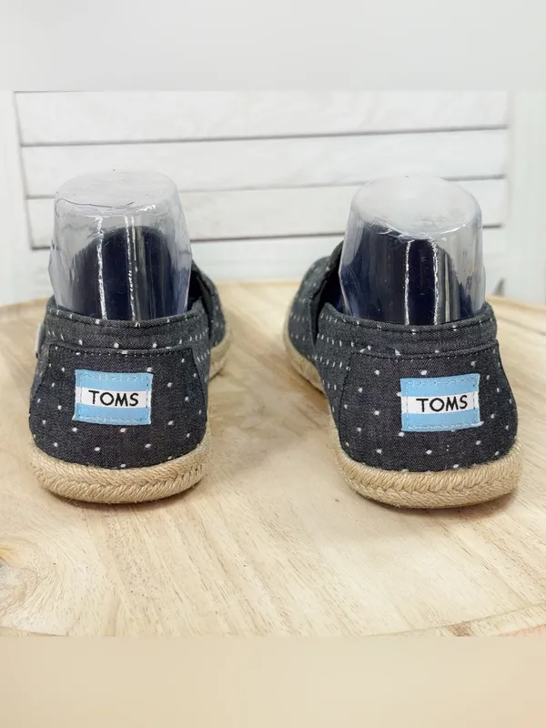 Toms Alpargata Polkadot Espadrille Canvas‎ Slip On Flats Shoes Black White 7.5 - Image 6