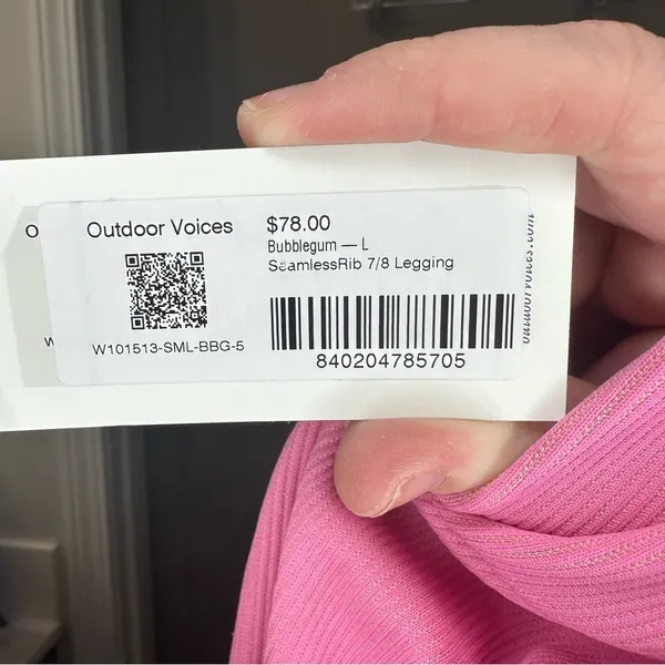 NWT Outdoor Voices Seamless Ribbed 7/8 Leggings Bubblegum Pink Size Large - Image 6
