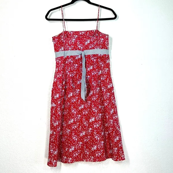 2/S red floral spaghetti-strap dress sundress mini vintage 90's Ann Taylor - Image 4