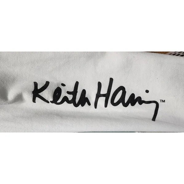 Keith Haring White Hoodie Dancing Figures Circle Graphic Art Streetwear‎ Pop Art - Image 4