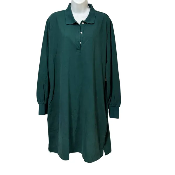 Tuckernuck June Bug Green Cotton Pique Long Sleeve Polo Mini‎ Dress XL NEW - Image 2